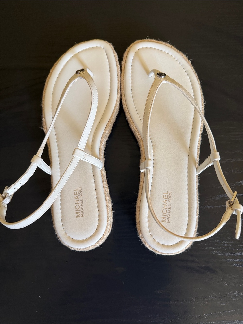 MICHAEL Michael Kors Cream Espadrille Thong Sandals